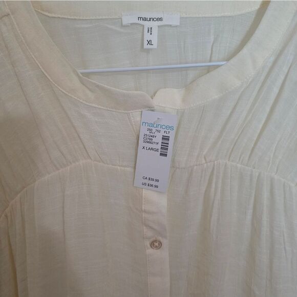 Maurices Flowing Cream Button Up Blouse XL NWT - Picture 3 of 4